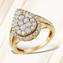 Load image into Gallery viewer, 10K Yellow Gold Plated .925 Sterling Silver 1 1/2 Cttw Round-Cut Diamond Cocktail Ring (I-J Color, I1-I2 Clarity) - Size 7
