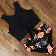将图片加载到图库查看器，Modern High Waist Bikini Leopard Swimsuit Women Bikini Floral Swimsuit Set Two Piece Swimsuit For Women High Neck Bikini Push Up Swimwear Summer High Waisted Bathing Suit
