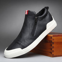 将图片加载到图库查看器，Mens Casual Winter Warm Ankle Boots Fashion Snow Boots Outdoor Footwear Black Sneakers Men's Leather Lined Warm Anti-slip Outdoor Work Shoes
