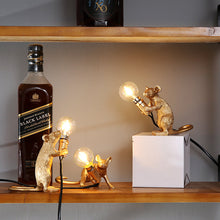 Load image into Gallery viewer, Postmodern Resin Animal Rat Mouse Table Lamp Small Mini Mouse Cute LED Night Lights Home Décor Desk Lights Bedside Lamp Decorative Table Lamp Cute Study Lamps for Bedroom Décor (
