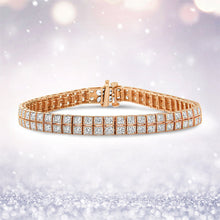 Load image into Gallery viewer, 14K Rose Gold 3.0 Cttw Lab Grown Diamond Two Row Milgrain 7" Inch Tennis Bracelet (G-H Color, VS2-SI1 Clarity)
