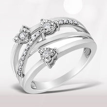 Load image into Gallery viewer, .925 Sterling Silver 1/5 Cttw Miracle-Set Diamond Heart Cross-Over Bypass Ring (I-J Color, I2-I3 Clarity) - Size 7
