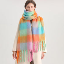 Load image into Gallery viewer, New Luxury Winter Soft Head Wraps Plaid Scarf Shawls Cashmere  Warm Cashmere Scarves Rainbow For Women
