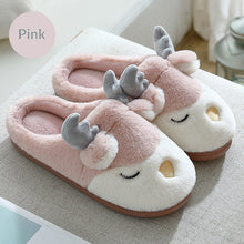 Load image into Gallery viewer, Women Winter Home Slippers Deer Elk Non-slip Soft Warm House Shoes Mens GIrs Indoor Bedroom Couples Floor Footwear Fuzzy House Slippers For Women Durable Furry Bedroom Slipper Lightweight And Non-Slip
