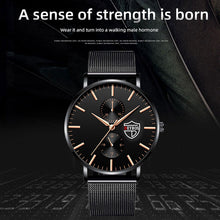 将图片加载到图库查看器，Black 3Bar Watch Men Women'S Watches Ladies Watch With Crystals  Fashion Stainless Steel Band Comfortable Wristwatch
