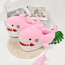 将图片加载到图库查看器，Warm Shark Womens Home Slippers Fashion Plush Winter Funny Elegant Women Slippers Cute Cartoon Shark Indoor Warm Home Cotton Slippers
