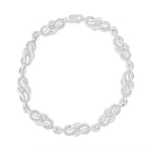 Load image into Gallery viewer, .925 Sterling Silver Prong Set Diamond Accent Infinity Weave Link 7.25" Bracelet (I-J Color, I3 Clarity)
