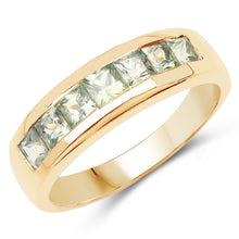 将图片加载到图库查看器，14K Yellow Gold Plated 1.26 Carat Genuine Green Sapphire .925 Sterling Silver Ring

