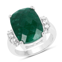 Load image into Gallery viewer, 8.50 Carat Dyed Emerald and White Topaz .925 Sterling Silver Ring

