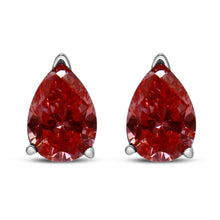 Load image into Gallery viewer, 14K White Gold 1/2 Cttw Lab Grown Pink Pear Diamond 3 Prong Set Martini Solitaire Stud Earrings (Pink Color, VS2-SI1 Clarity)
