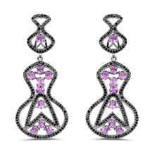 Load image into Gallery viewer, 5.30 Carat Genuine Amethyst and Black Spinel .925 Sterling Silver Earrings
