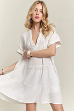Load image into Gallery viewer, New Summer Tiered Notched Short Sleeve Dress – Stylish, Versatile, Comfortable, Perfect for Any Occasion
