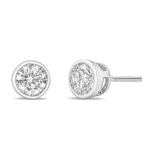Load image into Gallery viewer, 14K White Gold 1.0 Cttw Lab Grown Diamond Screw-Back Classic Bezel Solitaire Stud Earrings (G-H Color, VS2-SI1 Clarity)
