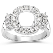 Load image into Gallery viewer, 0.73 Carat Genuine White Diamond 14K White Gold Semi Mount Ring - holds 8x8mm Cushion Gemstone
