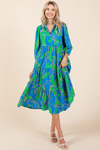 Load image into Gallery viewer, New Summer Tiered Printed Collared Neck Midi Dress – Chic and Sophisticated Midi Dress with Layered Design and Polished Collared Neckline
