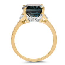 Load image into Gallery viewer, 14K Yellow Gold Plated 6.09 Carat Genuine London Blue Topaz &amp; White Diamond .925 Sterling Silver Ring
