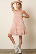 Load image into Gallery viewer, Feather Ruffle Hem Mini Cami Dress For Women – Ruffled Mini Dress, Cami Dress, Flatterting, Feather Detail Dress, Playful Mini Dress, Warm Weather Dress
