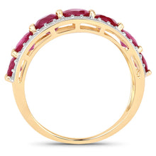 Load image into Gallery viewer, 3.24 Carat Genuine Ruby and White Diamond 14K Yellow Gold Ring
