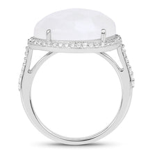 Load image into Gallery viewer, 7.33 Carat Genuine White Rainbow Moonstone And White Topaz .925 Sterling Silver Ring
