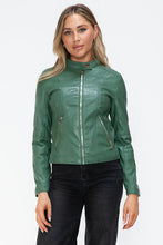 Load image into Gallery viewer, Women Classic Snobbish Faux Leather Zip-Up Drawstring Hooded Jacket Edgy &amp; Casual PU Leather Jacket For Streetwear
