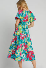 Load image into Gallery viewer, Beautiful Full Size Floral Print Puff Sleeve Midi Dress Plus Size Trendy &amp; Chic Dress Modern Design
