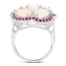 将图片加载到图库查看器，4.66 Carat Genuine Ethiopian Opal and Ruby .925 Sterling Silver Ring
