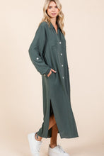 Load image into Gallery viewer, Airflow V-Neck Long Sleeve Button Down Maxi Dress For Women, Casual, Elegant and Versatile Maxi Dress with Button Detail and Slit for Effortless Style
