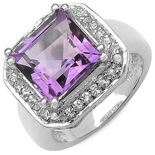 Load image into Gallery viewer, 4.91 Carat Genuine Amethyst &amp; White Topaz .925 Sterling Silver Ring

