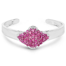 将图片加载到图库查看器，7.38 Carat Glass Filled Ruby, Ruby and White Topaz .925 Sterling Silver Bangle
