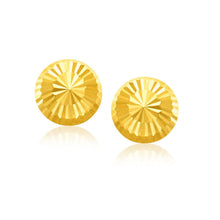将图片加载到图库查看器，14k Yellow Gold Diamond Cut Flat Design Stud Earrings
