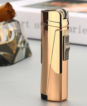 将图片加载到图库查看器，NEW Modern Luxury Grinding Wheel Three Torch Turbo Lighters For Cigarettes Accessories Cigar Smoking Lighters New Metal Design
