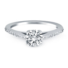 将图片加载到图库查看器，14k White Gold Micro Prong Diamond Cathedral Engagement Ring
