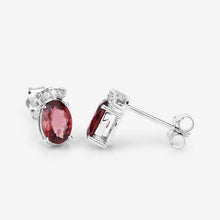 Load image into Gallery viewer, 1.35 Carat Genuine Pink Tourmaline and White Diamond 14K White Gold Earrings
