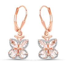 Load image into Gallery viewer, 18K Rose Gold Plated 1.88 Carat Genuine Morganite .925 Sterling Silver Earrings
