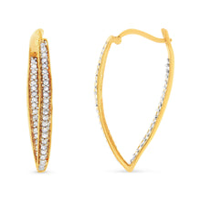 Load image into Gallery viewer, 10K Yellow Gold 1/2 Cttw Round-Cut Diamond Modern Hoop Earrings (I-J Color, I2-I3 Clarity)
