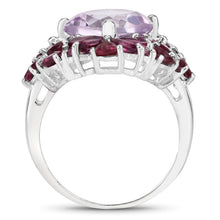 Load image into Gallery viewer, 8.19 Carat Genuine Pink Amethyst and Rhodolite .925 Sterling Silver Ring
