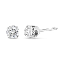 Load image into Gallery viewer, 14K White Gold Round Cut Diamond Solitaire Stud Earrings (1/2 cttw, H-I Color, SI1-SI2 Clarity)
