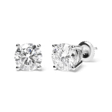 Load image into Gallery viewer, IGI Certified 14K White Gold 5.00 Cttw Round Brilliant-Cut Lab Grown Diamond Classic 4-Prong Stud Earrings with Screw Backs (F-G Color, SI1 Clarity)
