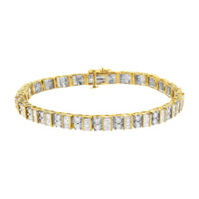 Load image into Gallery viewer, 10K Yellow Gold 4.0 Cttw Alternating Baguette &amp; Round Cut Diamond Bezel- &amp; Prong-Set 7" Tennis Bracelet (G-H Color, SI1-SI2 Clarity)
