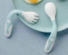 Load image into Gallery viewer, 2Pcs Bendable Baby Spoon Fork Set Toddler Infant Learning Tableware Flatware Utensils Kids Cutlery With Storage Box
