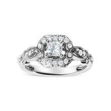 Load image into Gallery viewer, 14K White Gold Diamond 3/4 Cttw Diamond Halo Style and Woven Shank Engagement Ring (G-H Color, VS2-SI1 Clarity) - Size 7
