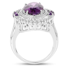 Load image into Gallery viewer, 7.96 Carat Genuine Amethyst and White Topaz .925 Sterling Silver Ring
