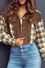 Load image into Gallery viewer, Raw Hem Plaid Cropped Hooded Jacket – Trendy Buttoned Outerwear with Casual Raw Hem Detail
