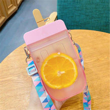 Load image into Gallery viewer, 1PC 300ML Cute Straw Cup Water Bottle Outdoor Juice Drinking Water Bottle Suitable for Adult Children with Rope  Cute Straw Cup With Rope New Plastic Popsicle Water Bottle Outdoor Transparent Juice Drinking Cup
