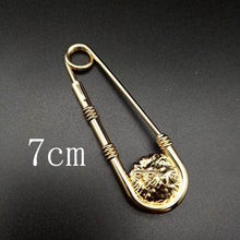 将图片加载到图库查看器，1pc Alloy Double Lion Head Brooch Pin Fashion Safety Pins Women Waist Closing Men Suit Jacket Decoration Jewelry Retro Double Head Safety Pin Temperament Coat Pin
