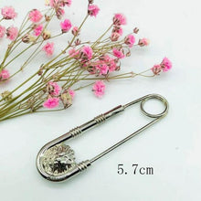 将图片加载到图库查看器，1pc Alloy Double Lion Head Brooch Pin Fashion Safety Pins Women Waist Closing Men Suit Jacket Decoration Jewelry Retro Double Head Safety Pin Temperament Coat Pin
