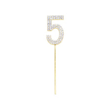 Load image into Gallery viewer, 1Pc Glitter Alloy Rhinestone Number Cake Toppers Pieces Silver Glitter Number Cake Toppers Double Sided Twinkle Happy Birthday Cake Topper Cupcake Toppers For Wedding Baby Shower Birthday Decoration Wedding Gold Silver Digital Cakes Dessert Decor
