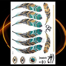将图片加载到图库查看器，1PC Gold Chain Bracelet Tattoo Sticker Summer Style Fake Jewelry Temporary Tattoo Waterproof Gold Sliver Glitter Body Face Tattoo For Womens
