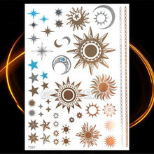 将图片加载到图库查看器，1PC Gold Chain Bracelet Tattoo Sticker Summer Style Fake Jewelry Temporary Tattoo Waterproof Gold Sliver Glitter Body Face Tattoo For Womens
