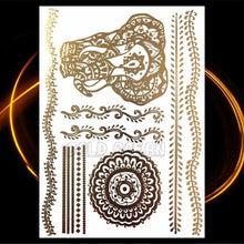 将图片加载到图库查看器，1PC Gold Chain Bracelet Tattoo Sticker Summer Style Fake Jewelry Temporary Tattoo Waterproof Gold Sliver Glitter Body Face Tattoo For Womens
